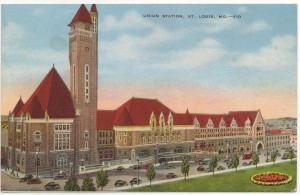 Union Station in St. Louis circa 1940s. Fortunately the facade of the station has been preserved throughout the years. 