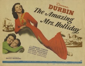 Poster art for The Amazing Mrs. Holliday starring Deanna Durbin