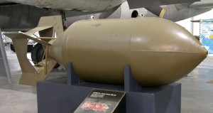 Photo of a World War II era 4,000 pound "blockbuster" bomb  