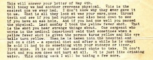An excerpt from Stanley Murawski's letter to his brother Anthony dated May 7, 1943 describing a physical inspection he had at Ephrata Army Air Base. Click on the above image to see a full sized excerpt.