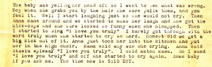 Stanley relays a story of his trying to calm his niece by singing to her. Click on the image above for a full sized image of the excerpt from the letter.