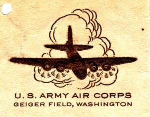 Letterhead from Geiger Field featuring an embossed image of a B-17.