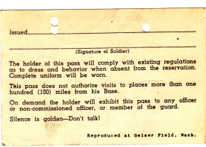 The back of the Gieger Field pass.