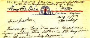 Cut Bank Letterhead from Stanley's letter to Dad dated August 2, 1943.