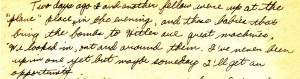 An excerpt from Dad's letter dated September 1, 1943 in which he describes getting a close up look at some of the bombers stationed on the base.