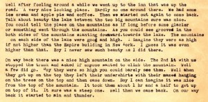 An excrpt from Stanley letter to Dad dated August 22,1943 in which he describes atrip to Glacier National Park