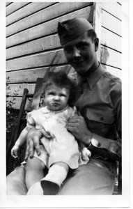 A picture of Dad with his niece Terry taken while he was home on furlough in the beginning of August 1943. 