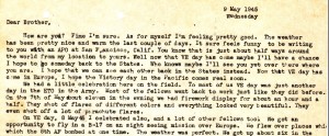 An excerpt from my Uncle Stanley's VE Day letter to Dad. You can follow the link below to view the entire letter.