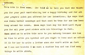 The additional note from Mama to Dad