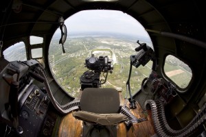 The view from the nose of a B-17. Stanley may have viewed the Montana  countryside from this vantage point. Image Credit: www.waukeshanow.com