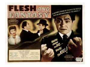Poster art for the 1943 movie Flesh and Fantasy. Image credit: www.thelastdrivein.com