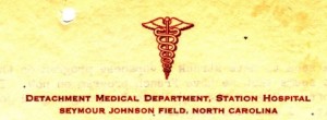 Letterhead from Seymour Johnson Field, North Carolina