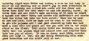 In an excerpt from her letter of March 26, 1944, Anna relays to her brothers how their 17 month old niece is "helping" her father clean up after a long day at the shop. To view a full sized version, click on the image above. Click the "back" button in your browser to return to this post. 