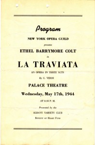 Cover for the program of the performance of La Traviata that the St. Cecelia's choir attended.