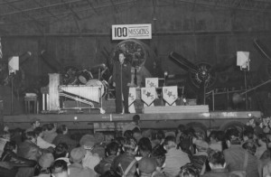 A party held for the 401st Bomb Group to mark the occasion of their 100th mission. Image Credit: Andy Swinnen