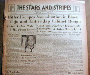 Stars and Stripes headline reporting on the  war news of the day. 