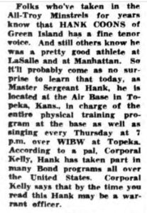 Clipping from the Troy, NY Times Record from August 14, 1943. Credit: www.fultonhistory.com 