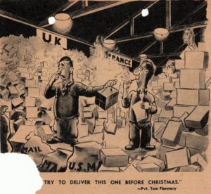 A cartoon from Yank Magazine the was enclosed with Stanley's December 10, 1944 letter to Dad which lampooned the goings on in an Army mail room. 