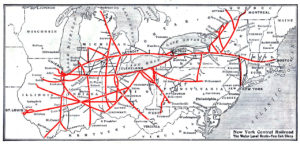 Map of the New York Central Railroad system c1926. Public Domain image credit: Wikimedia Commons
