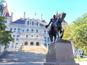 Statue of Gen. Sheridan in front of the NY Statehouse in Albany.  Photo credit www.allaboutalbany.com